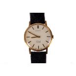 A 1960s Evertite 9ct gold gentleman’s dress watch, the cream enamel dial with baton detail, 17 jewel