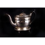 A George III Scottish silver teapot and stand by McHattie and Fenwick, Edinburgh 1802, the oval body