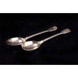 A pair of Victorian silver salad servers, London 1898 by Lambert & Co. in the fiddle, string and