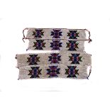 A pair of mid-20th century Zulu beaded anklets, with coloured geometric design to a white ground