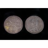 Two Queen Victoria double florins, both dated 1887, one with worn bust, VF (2)