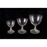 A collection of Lalique Rambouillet stemware, composing eight large red wine, ten medium white wine,