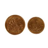 A George V half sovereign, dated 1912, VF, together with a 1980 dated 1/10oz Krugerrand and a