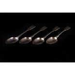 A pair of William IV silver Fiddle pattern dessert spoons by William Eaton, London 1830, engraved
