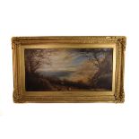 A 19th century English school oil on canvas landscape, titled to the frame ‘From the Chine Inn,