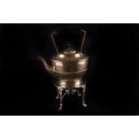 A Victorian silver kettle on stand by Elkington & Co, the traditional oval form kettle with