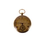 An early Victorian 18ct gold open faced pocket watch by George Gibbs, with foliate engraved gilt