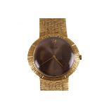 A 1960s 18ct Rolex Cellini gold dress watch, the oval case with signed brown metallic dial with gold