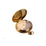 An Edwardian 18ct gold full hunter centre seconds chronograph pocket watch, the five piece case with