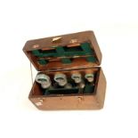 Brass Bell Weights for Burgh of Galashiels, lbs - 14, 7, 2 and 1, in fitted mahogany case, P,