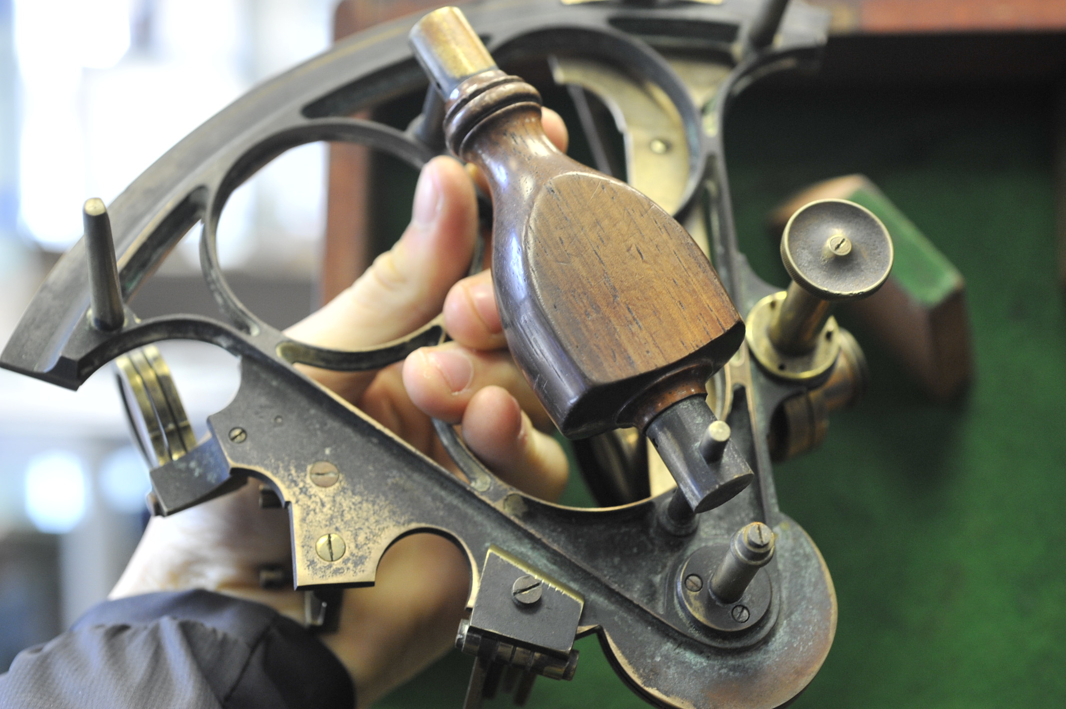 A W. Gerrard Brass Sextant, with inset silver scale and mahogany handle, signs of polishing and - Image 6 of 6