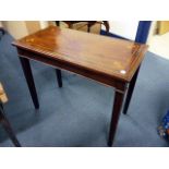 A George III mahogany side table, the rosewood cross banded top with marquetry fleur-de-lis