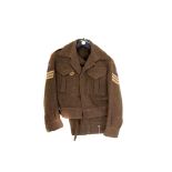 A WWII Royal Army Ordnance Corps Sergeant's jacket and trousers, having badge to breast and cloth