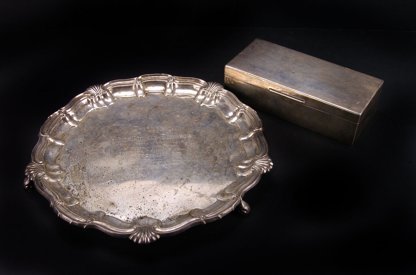 An Edwardian silver salver by George Wish,  Sheffield 1902, with shell and scroll border,