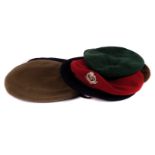 A good collection of various berets, to include Royal Military Police, Canadian, WWII examples and