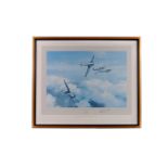 Two Robert Taylor Limited Edition prints, one entitled 'Bader Legend' signed by pilots in pencil,