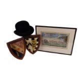 A Tress & Co bowler hat,  together with a framed engraving  entitled 'Prospect of the Senate