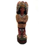 A Colorado Aspen wood cigar store Indian by Ralph Gallagher,  circa 1960, hand-carved and painted,