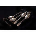 A set of four Victorian silver fiddle pattern table spoons by William Eaton,  London 1839,