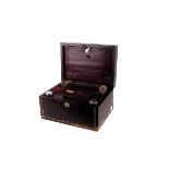 A Victorian rosewood lady's vanity case,  with writing platform and mirror, with mother of pearl and