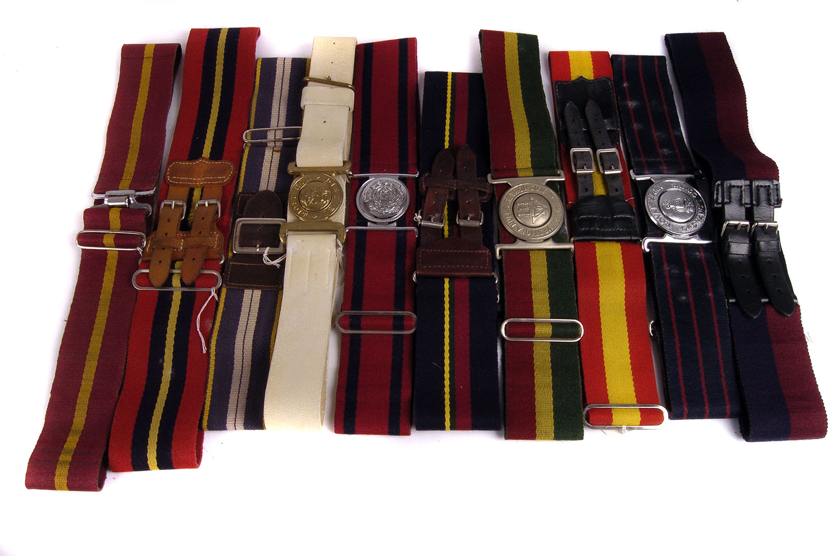 An assortment of ten stable belts, to include Royal Army Ordnance Corps, Royal Welsh Fusiliers,