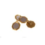 A pair of octagonal 18ct gold and platinum cuff links,  7.1g gross