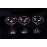 A six piece Babycham glass set,  each with gilt rim and Babycham logo, in original box