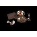 A George III silver caddy spoon by Urquhart and Hart, London 1793, with shell bowl, together with