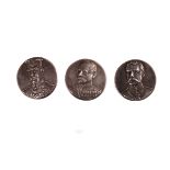 Three interesting sterling silver military buttons, marked Birmingham, having relief portraits of