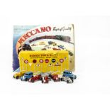 35 Series Dinky Toys, 35a Saloon Car, blue body (2), 35b Racer, red body, brown driver, unusually