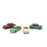 1950s Dinky Toy Cars, 140b Rover 75 (2), first maroon body and hubs, second cream body and hubs,