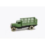 A Pre-War Dinky Toys 25f Market Gardeners Lorry, black type 1 chassis, green body, tinplate