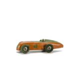 A Pre-War Dinky Toys 23a Racing Car, second casting, two stub exhaust manifold, orange body, green