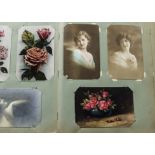 Postcards, Album, a good collection of approx. 200 cards in vintage Edwardian album. Various