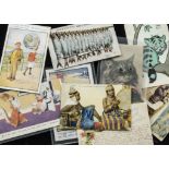 Postcards, mixture, approx. 260 cards inc Glamour, topless, Romance, Comical, Cartoon, Mabel Lucie