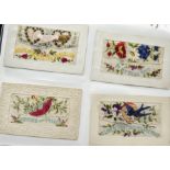 Postcards, Silk, a modern folder of approx. 68 cards, inc 14, WW1 silk embroidered, together with