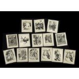 Cigarette Cards, Will's Punch Cartoons, part sets, Series 1 (14 card) and Series 3 (3 cards) (fair/