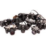 Various SLR Cameras: quantity of various SLR cameras including Pentax ME Super, Canon AE-1, Canon