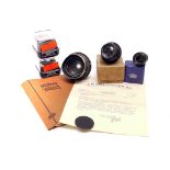 Various Lenses: small quantity of various lenses including Dallmeyer Enlarging f/4.5 6", Carl