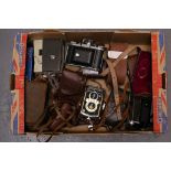 Various Cameras: quantity of various cameras including Yashica MAT, Ensign Ranger Special and