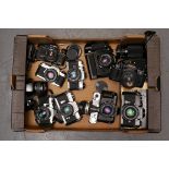 Various SLR Cameras: quantity of various SLR cameras including Canon A-1, Olympus OM-2, Pentax ME