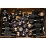 Various Lenses: quantity of various lenses including Soligor f/2.8 105mm, Olympus Auto-S f/1.8 50mm,