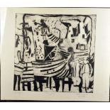 A. Ireland, monoprint, 'Flag Days', signed and dated LR, 70 x 60cm, in a clip frame