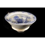 A Victorian blue and white transfer print lavatory pan