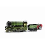 An uncommon Brimtoy or Similar 'George V' O Gauge Clockwork Locomotive and other items: in GWR green