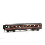 An Exley O Gauge LMS 1st Class Corridor Coach: in LMS maroon as no 8888 with interior detail,