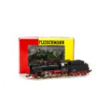 Two Fleischmann HO Gauge Steam Locomotives: comprising ref 4142, a DB 2-6-0 locomotive and tender no