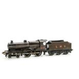 A Bassett-Lowke O Gauge 3-rail Electric LMS Compound Locomotive and Tender: in LMS chocolate-