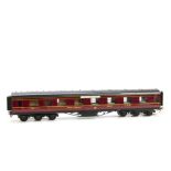 An Exley O Gauge LMS Corridor 12-wheel Dining Car: in slightly lighter LMS crimson as no 8452