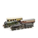 Bing and Hornby O Gauge Clockwork Locomotives and Coaching Stock: comprising a Bing LNWR 'George the